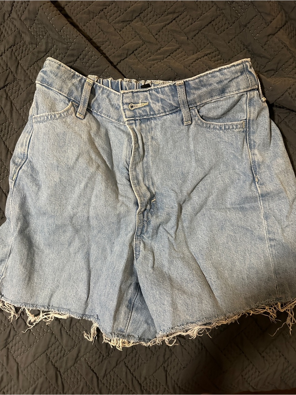 Divided Light Blue Raw Hem Denim Shorts